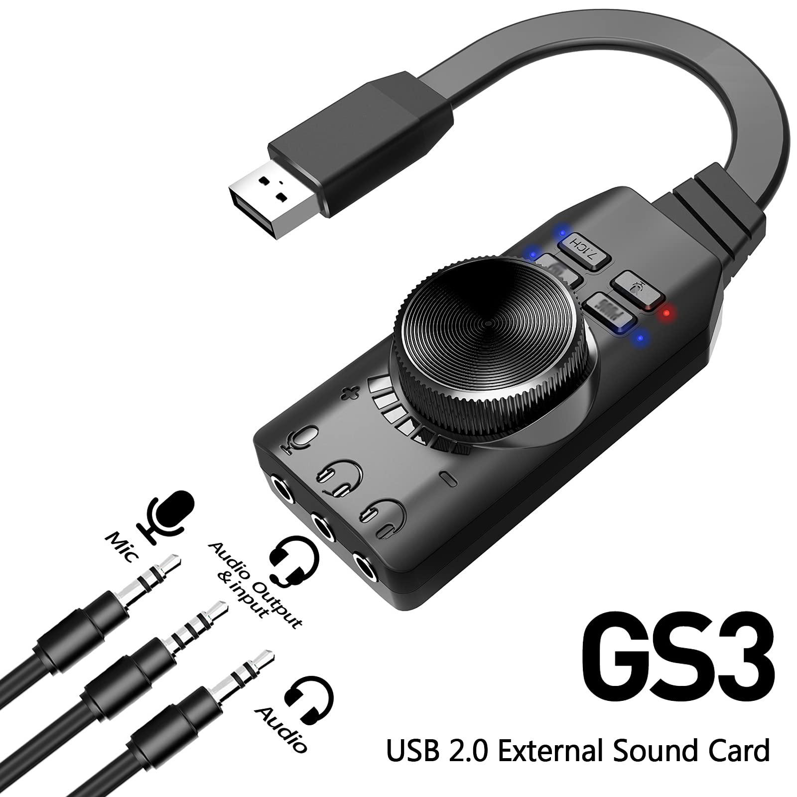 USBステレオサウンドカード Premium Amazon.com: ERYUE Sound Card, GS3 USB 2.0 External Sound Card